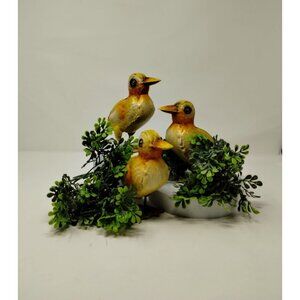 3 Metal Bird Figurines 5 1/2 " Tall Rare Handmade Painted Not Signed Webbed Feet